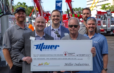 Miller Industries donates ten thousand dollars to the Shriners Hospitals for Children