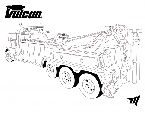 Vulcan v100 line art provided by miller industries.